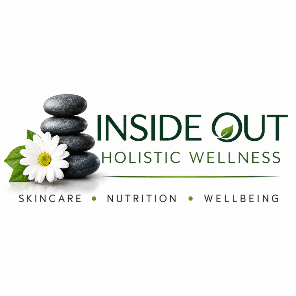 Official logo for Inside Out Holistic Wellness featuring skincare, nutrition, and wellbeing services.